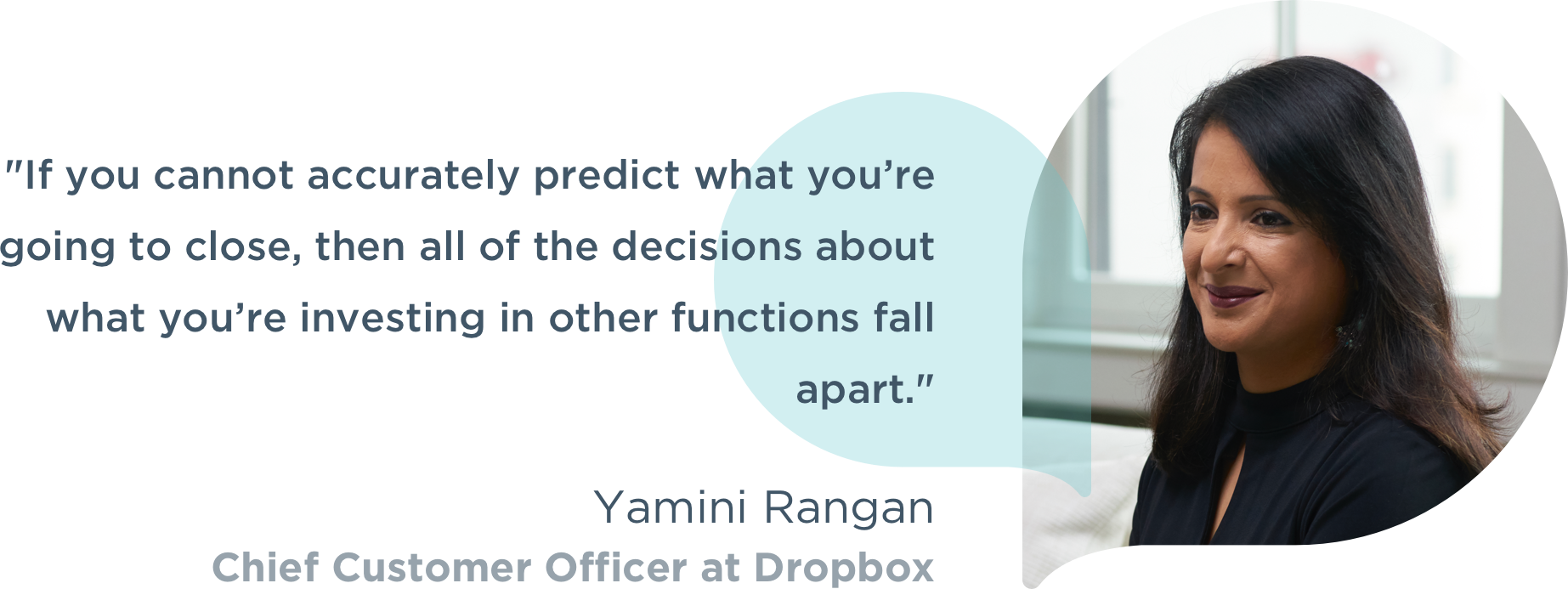 Banner image featuring a quote and headshot photograph of Yamini Rangan, Chief Customer Officer at Dropbox