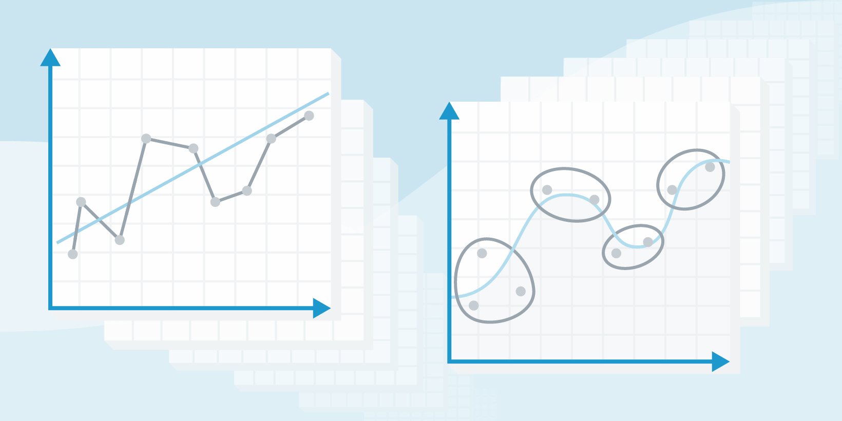 Illustration of side-by-side line graph and scatterplot