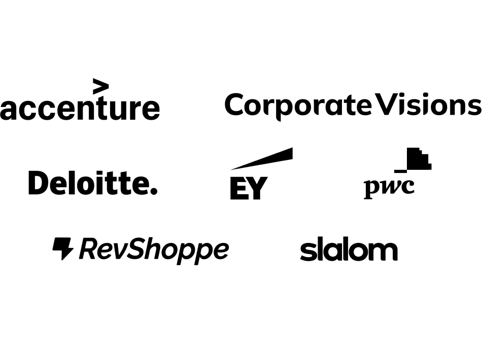 Accenture, Corporate Visions, Deloitte, EY, PWC, RevShoppe, Slalom